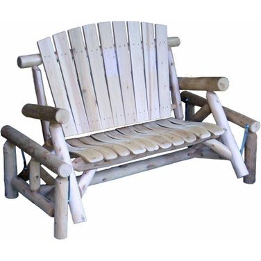 Homeroots Natural Wood Loveseat Glider 370278