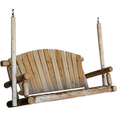 Homeroots Natural Wood Porch Swing 370283