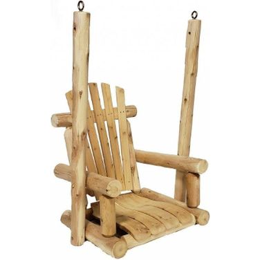 Homeroots Natural Wood Single Chair Porch Swing 370294