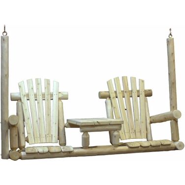 Homeroots Natural Wood Tete A Tete Porch Swing 370281