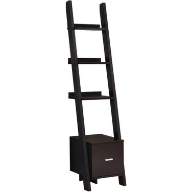 Homeroots Particle Board Ladder Bookcase With A Storage Drawer