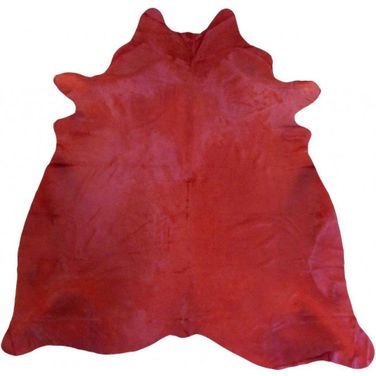 Homeroots Red Dyed Cowhide Rug