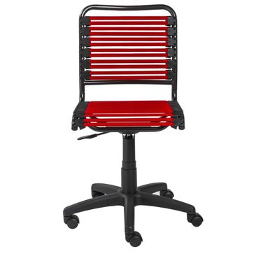 Homeroots Red Flat Bungie Cords Low Back Office Chair With Graphite Black Frame And Base 357515