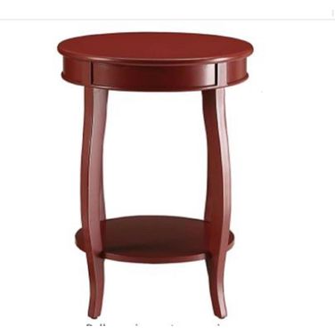 Homeroots Red Solid Wood Leg Side Table