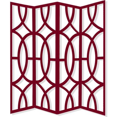 Homeroots Red Wood 4 Panel Screen