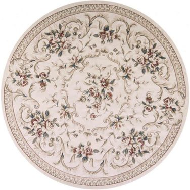 Round Polypropylene Ivory Aubossor Area Rug - 8'