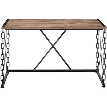 Homeroots Rustic Oak And Antique Black Particle Board Desk