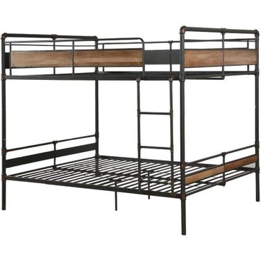 Homeroots Sandy Black And Dark Bronze Hand Brushed Queen Over Queen Bunk Bed 286145