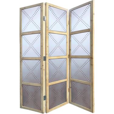 Homeroots Silver Wood 3 Panel Screen 342746