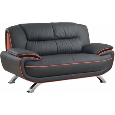 Homeroots Sleek Black Leather Loveseat
