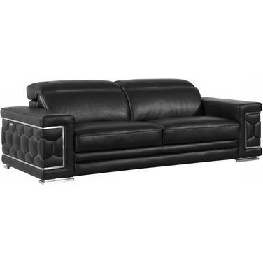 Homeroots Sturdy Black Leather Sofa