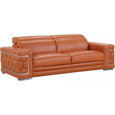 Homeroots Sturdy Camel Leather Sofa