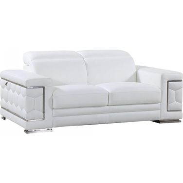 Homeroots Sturdy White Leather Loveseat