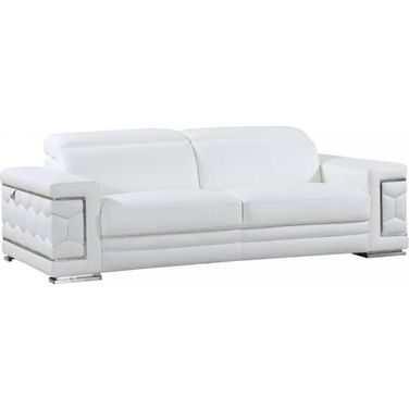 Homeroots Sturdy White Leather Sofa