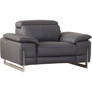 Homeroots Tasteful Dark Grey Leather Chair