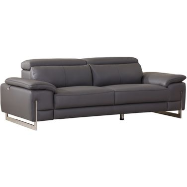 Homeroots Tasteful Dark Grey Leather Sofa