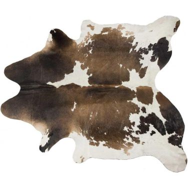 Homeroots Taupe And White Cowhide Rug