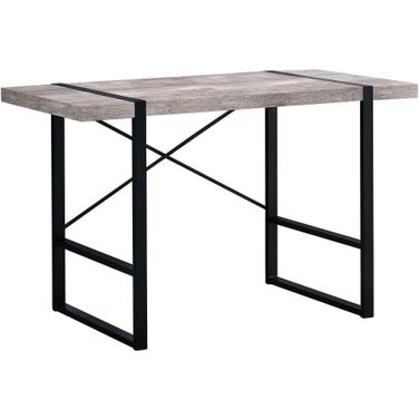 Homeroots Taupe Black Particle Board Hollow Core Metal Computer Desk 333474