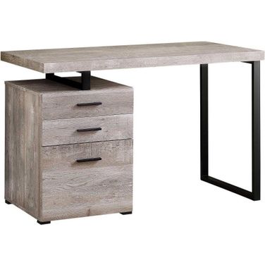 Homeroots Taupe Black Particle Board Hollow Core Metal Computer Desk 333511