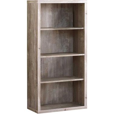 Homeroots Taupe Particle Board Adjustable Shelves Bookshelf