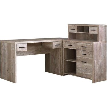 Homeroots Taupe Particle Board Hollow Core Computer Desk 333527