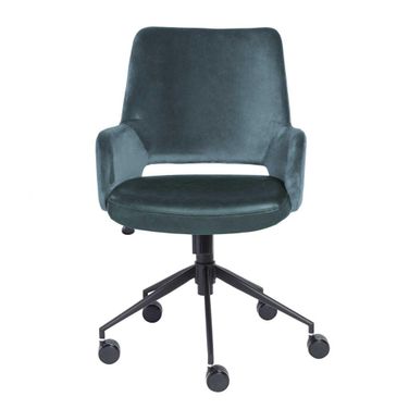 Homeroots TiLight Office Chair In Blue Fabric And Leatherette With Black Base 370511