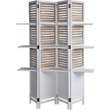Homeroots Traditional White Wood Shutter Screen