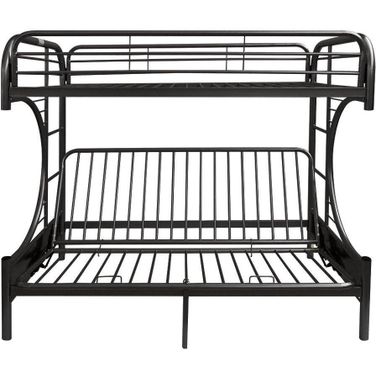 Homeroots Twin Over Full Black Metal Tube Futon Bunk Bed