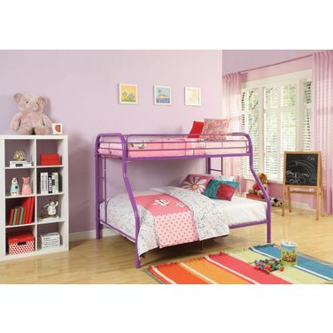 Homeroots Twin Over Full Purple Metal Tube Bunk Bed 286575