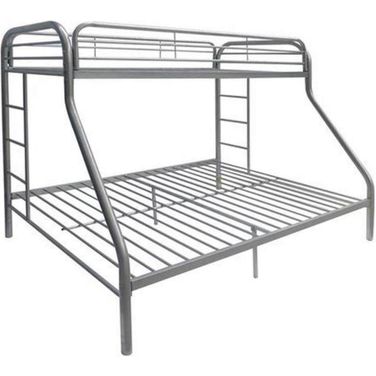 Homeroots Twin Over Full Silver Metal Tube Bunk Bed