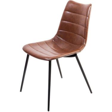 Homeroots Two Brown Leatherette And Iron Dining Chairs