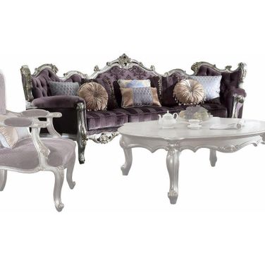 Homeroots Velvet Antique Platinum Upholstery Poly Resin Sofa With 8 Pillows