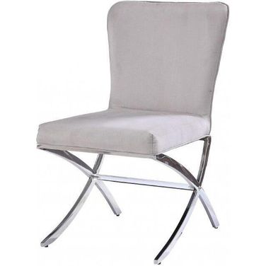 Homeroots Velvet Chrome Metal Upholstered Side Chair (Set 2)
