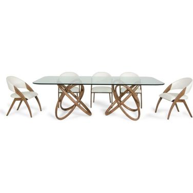 Homeroots Walnut And Glass Dining Table