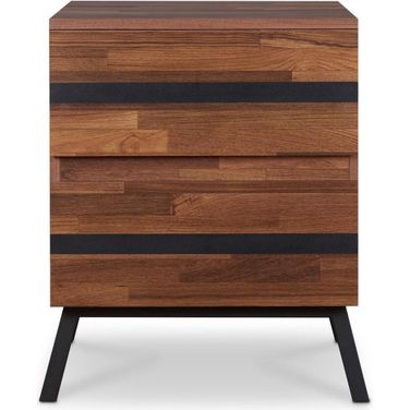 Homeroots Walnut And Sandy Black Particle Board End Table