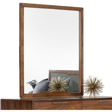 Homeroots Walnut Mdf Veneer And Glass Mirror 283799