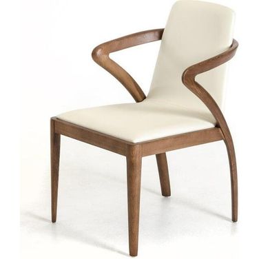 Homeroots Walnut Wood And Cream Leatherette Dining Chair 282996