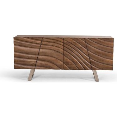 Homeroots Walnut Wood Veneer And Steel Buffet