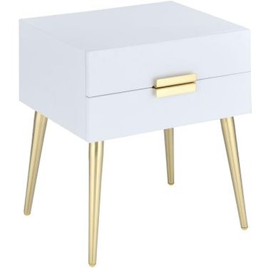 Homeroots White And Gold Metal End Table 286384