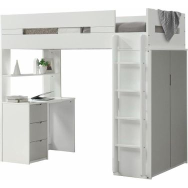 Homeroots White And Gray Laminated Veneer Lumber Loft Bed