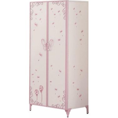 Homeroots White And Light Purple Metal Tube Armoire