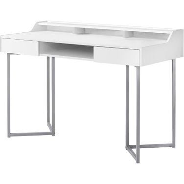 Homeroots White And Silver Metal Computer Desk 333484