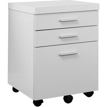 Homeroots White Black Particle Board 3 Drawers Filing Cabinet