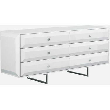 Homeroots White Chrome Double Dresser Ex Tension