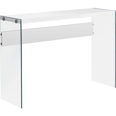 Homeroots White Clear Tempered Glass Accent Table 333148