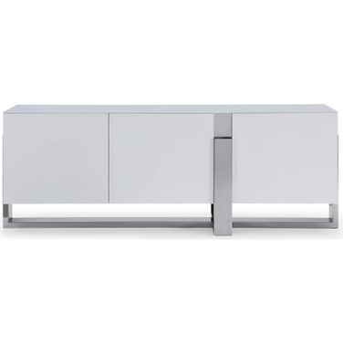 Homeroots White Glass Steel Buffet