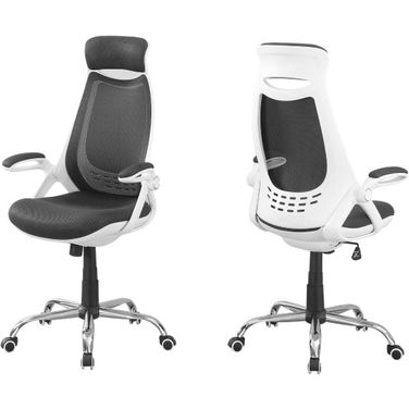 Homeroots White Grey Foam Office Chair With A High Back