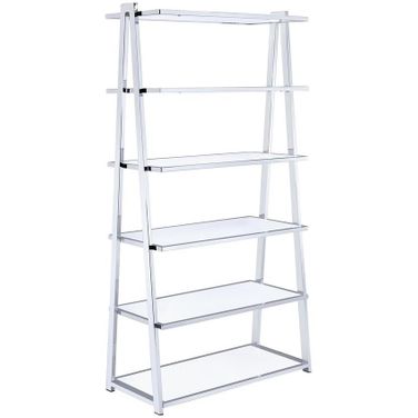 Homeroots White High Gloss And Chrome Bookcase 286630