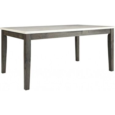 Homeroots White Marble And Gray Oak Dining Table