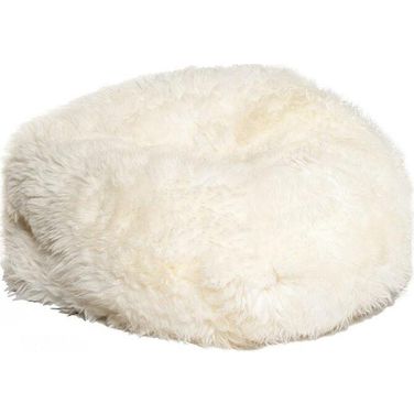 Homeroots White Short Hair Sheepskin Bean Bag